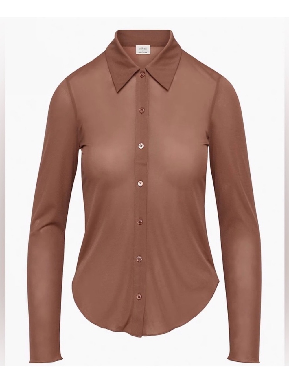 Aritzia Brown Pose Button-Up Long Sleeve Shirt